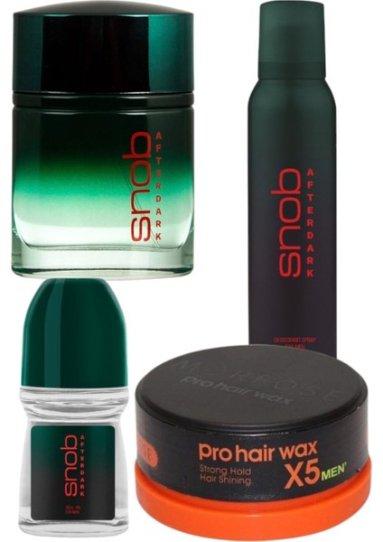 Erkek Afterdark Parfüm 100ML + Deodorant 150 ml + Roll-On 50ML + Morfose Wax