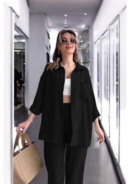 Yazlık Gömlek Pantolon Alt Üst Rahat Keten Takım