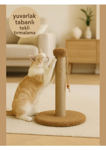 Peluş Dokulu Yuvarlak Tabanlı Kedi Tırmalama Tahtası 42 cm Soft Sevilen Renkler Modern Şık Tasarım