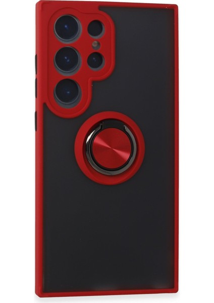 Samsung Galaxy S24 Ultra Tam Koruma Yüzük Standlı Silikon Kılıf Case