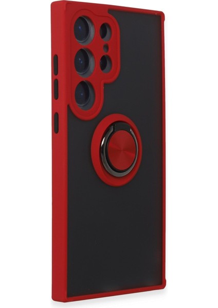 Samsung Galaxy S24 Ultra Tam Koruma Yüzük Standlı Silikon Kılıf Case