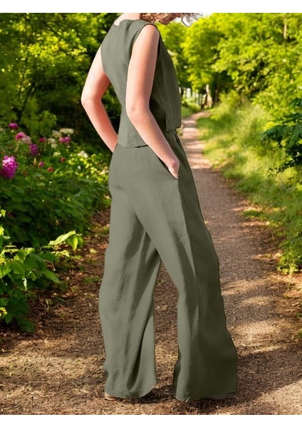 Yazlık Alt Üst Kolsuz İkili Keten Takım fiyatları