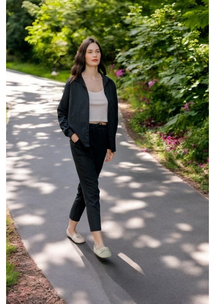 Yazlık Alt Üst Rahat İkili Keten Takım