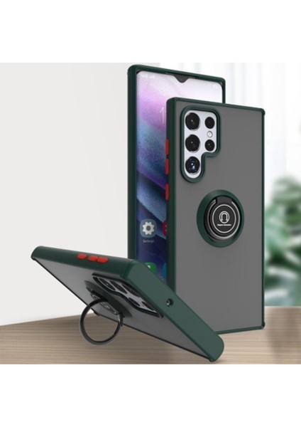 Galaxy S24 Ultra Uyumlu Kılıf Yüzük Stantlı Silikon Kapak