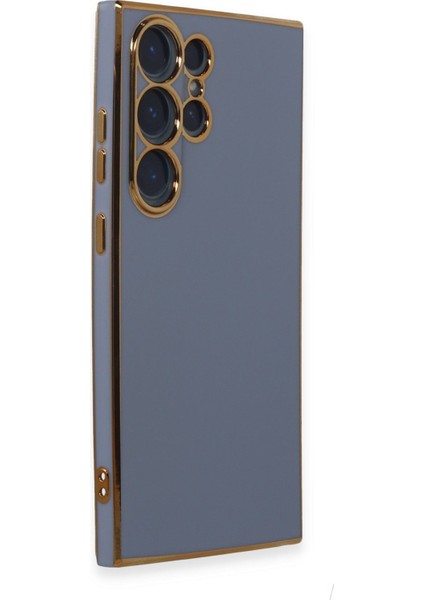 Samsung Galaxy S24 Ultra Kenarları Gold Renkli Parlak Şık Kılıf Case