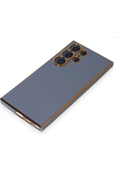 Samsung Galaxy S24 Ultra Kenarları Gold Renkli Parlak Şık Kılıf Case