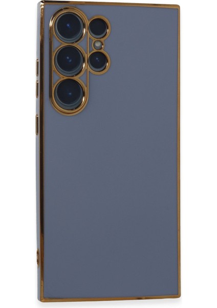 Samsung Galaxy S24 Ultra Kenarları Gold Renkli Parlak Şık Kılıf Case