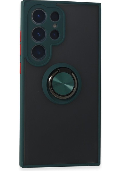 Samsung Galaxy S24 Ultra Tam Koruma Yüzük Standlı Silikon Kılıf Case