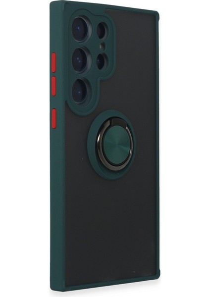 Samsung Galaxy S24 Ultra Tam Koruma Yüzük Standlı Silikon Kılıf Case