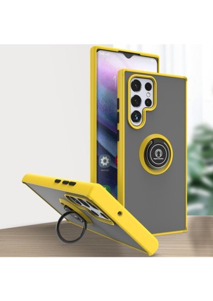 Galaxy S24 Ultra Uyumlu Kılıf Yüzük Stantlı Silikon Kapak