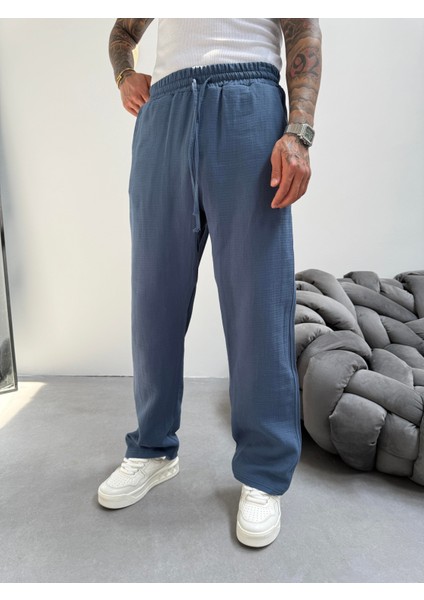 Erkek Müslin Kumaş Baggy Pantolon - Petrol fiyatları