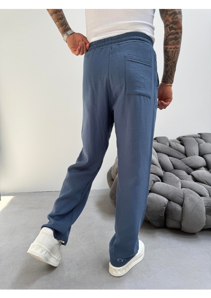 Erkek Müslin Kumaş Baggy Pantolon - Petrol fırsatları