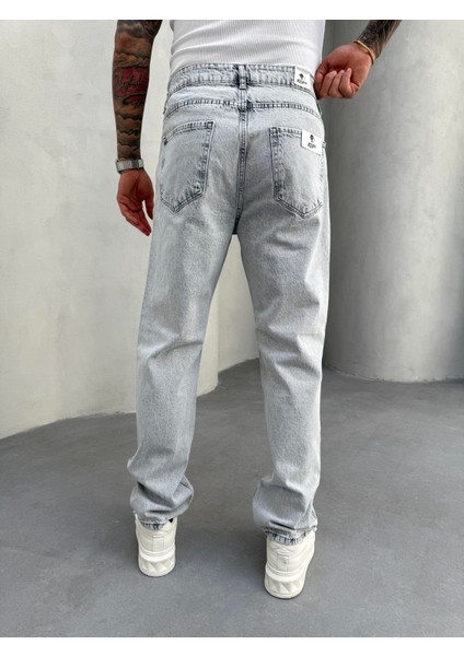 Erkek Yırtık Detaylı Baggy Fit Pantolon - Gri fiyatları