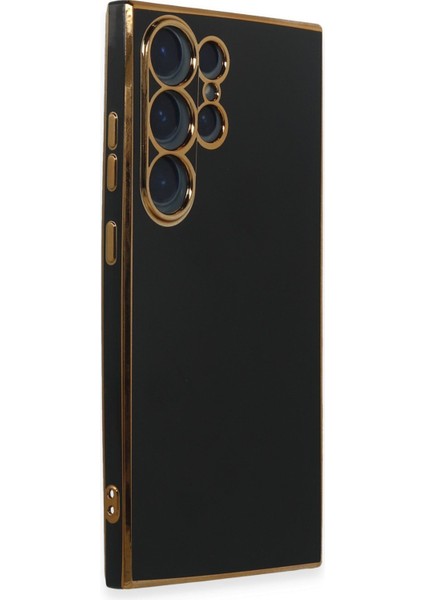 Samsung Galaxy S24 Ultra Kenarları Gold Renkli Parlak Şık Kılıf Case