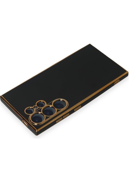 Samsung Galaxy S24 Ultra Kenarları Gold Renkli Parlak Şık Kılıf Case