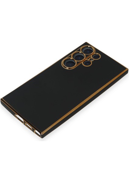 Samsung Galaxy S24 Ultra Kenarları Gold Renkli Parlak Şık Kılıf Case