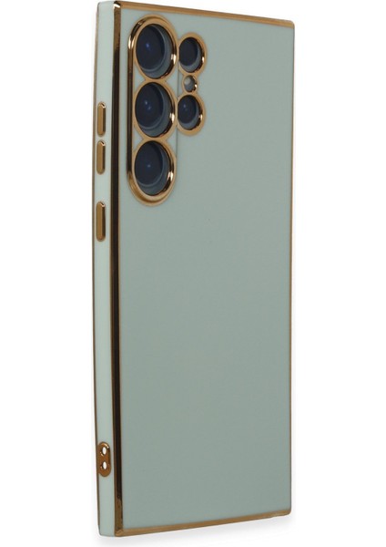 Samsung Galaxy S24 Ultra Kenarları Gold Renkli Parlak Şık Kılıf Case