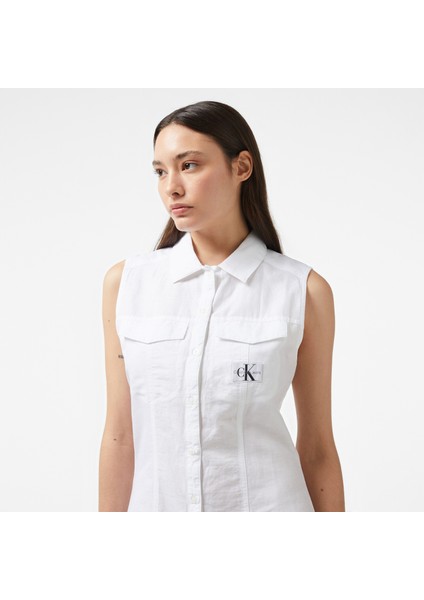 Sleeveless Cotton Shırt Dress Elbise Kadın fırsatları