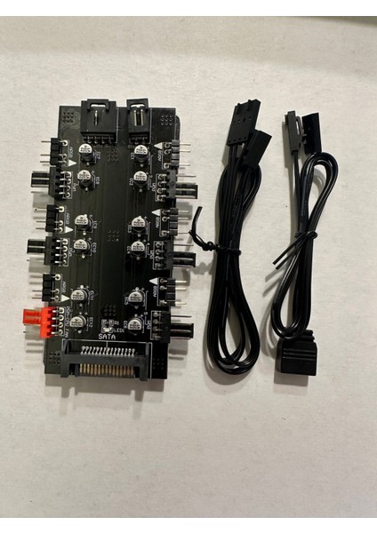 6 Port Rgb Fan Çoğaltıcı 12 Volt 4 Pin Pwm 5 Volt 3 Pin Argb Sata Güç Destekli Argb Fan Çoğaltıcı