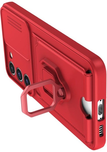 Samsung Galaxy S23 Plus Kartvizitli Yüzüklü Silikon Kılıf Case