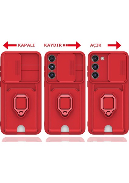 Samsung Galaxy S23 Plus Kartvizitli Yüzüklü Silikon Kılıf Case