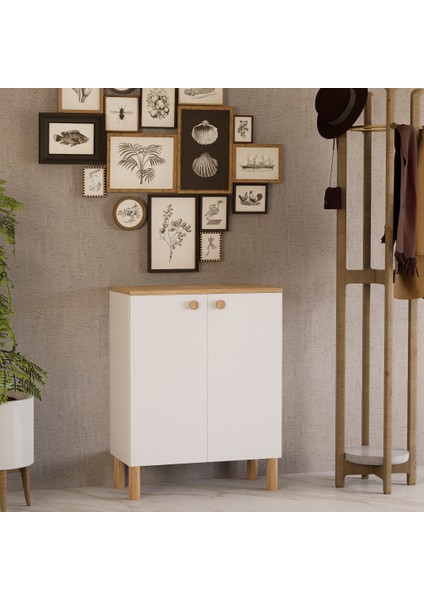 Bohem %100 Mdf 2 Kapaklı 3 Raflı Çok Amaçlı Ayakkabılık Erzak Dolabı Legnano
