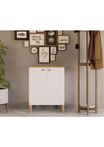 Bohem %100 Mdf 2 Kapaklı 3 Raflı Çok Amaçlı Ayakkabılık Erzak Dolabı Legnano
