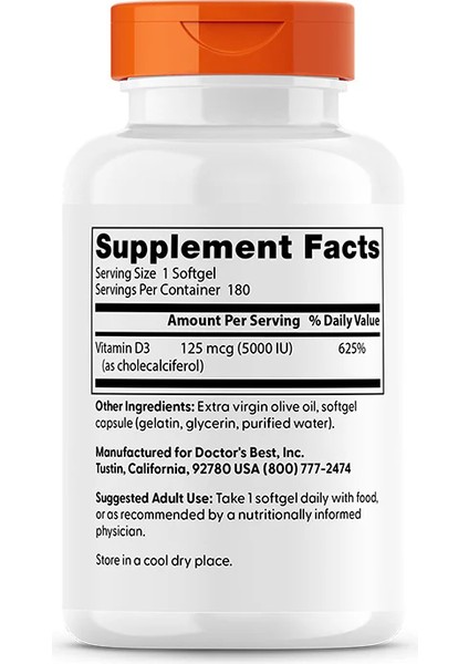 Vitamin D3 5000 Iu 180 Softgels fiyatları