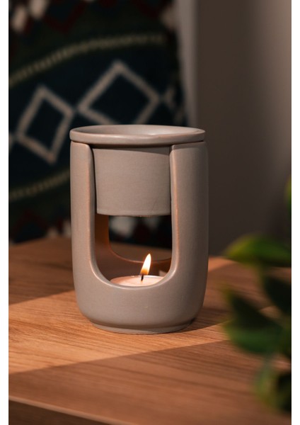 Gri Geniş Hazneli Seramik El Yapımı Buhurdanlık | Mumluk | Buhardanlık (1 Adet Tealight Mum Ile) fiyatları