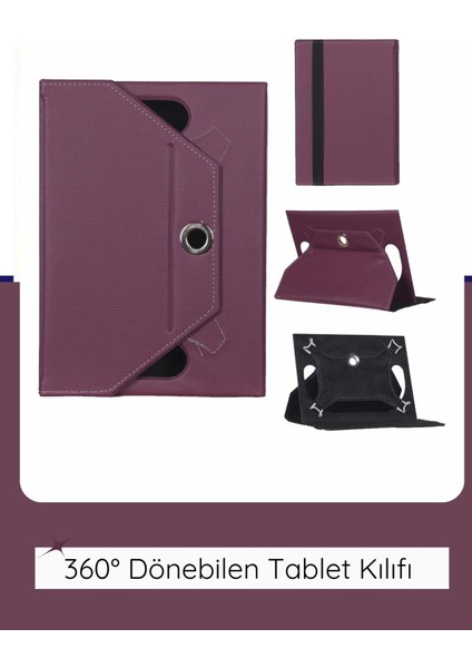 Philips M9 Plus 10.1'' Inç Universal 360° Döner Standlı Kapaklı Koruyucu Tablet Kılıfı