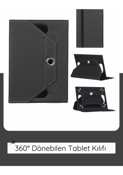 Tcl Tab 10 Hd 10.1'' Inç Universal 360° Döner Standlı Kapaklı Koruyucu Tablet Kılıfı