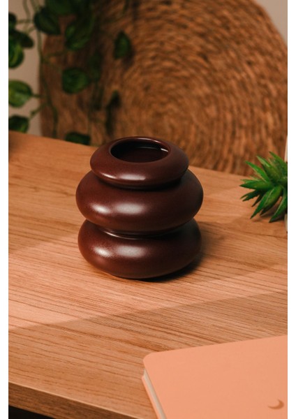 Bordo Mat Modern Tasarım Seramik El Yapımı Buhurdanlık | Mumluk | Dekoratif (1 Adet Tealight Mum ile