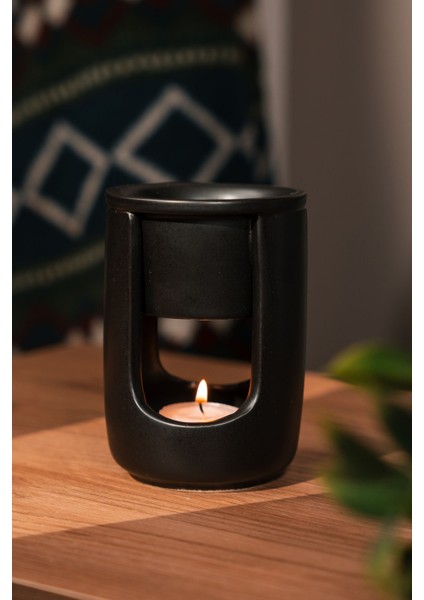 Siyah Geniş Hazneli Seramik El Yapımı Buhurdanlık | Mumluk | Buhardanlık (1 Adet Tealight Mum Ile) fiyatları