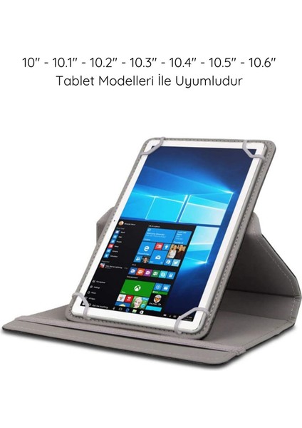 Microsoft Surface Go 2 10.5'' Inç Universal 360° Döner Standlı Kapaklı Koruyucu Tablet Kılıfı