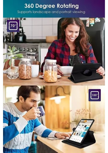 Vorcom S12 10.1'' Inç Universal 360° Döner Standlı Kapaklı Koruyucu Tablet Kılıfı