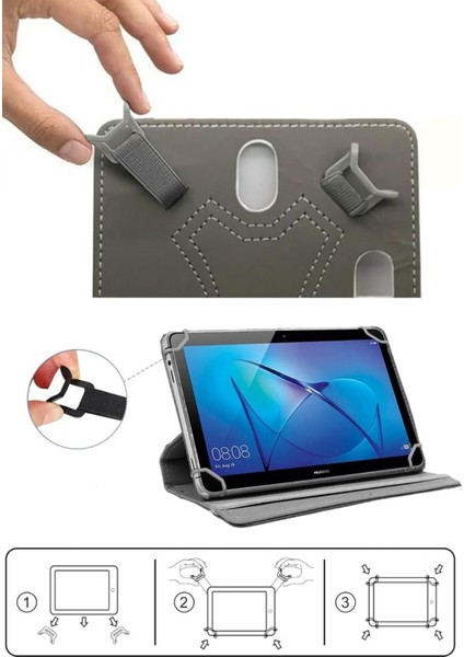 Vorcom S12 10.1'' Inç Universal 360° Döner Standlı Kapaklı Koruyucu Tablet Kılıfı