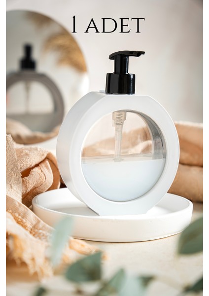 Beyaz Modern Banyo ve Mutfak Sıvı Sabunluk - 350 Ml, Lüks Tezgah Üstü Tasarım 12X16,5