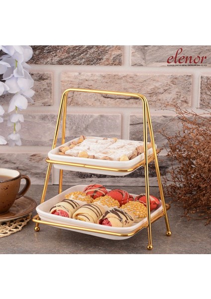 2 Katlı Kare Sunumluk,ikramlık Stand