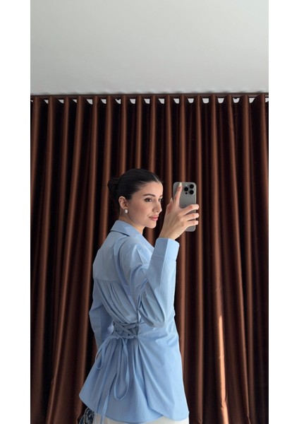 Vatkalı Bağlamalı Mavi Gömlek fiyatları