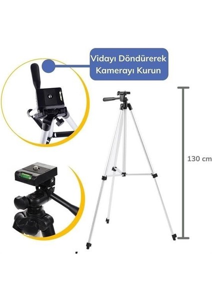 130 cm Profesyonel Alüminyum Kamera Tripodu Taşıma Çantalı Hafif