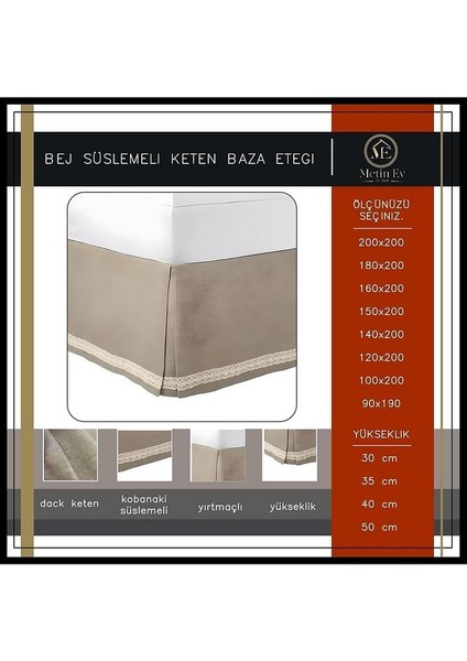 Bej Keten Kobanaki Süslemeli Baza Eteği fiyatları