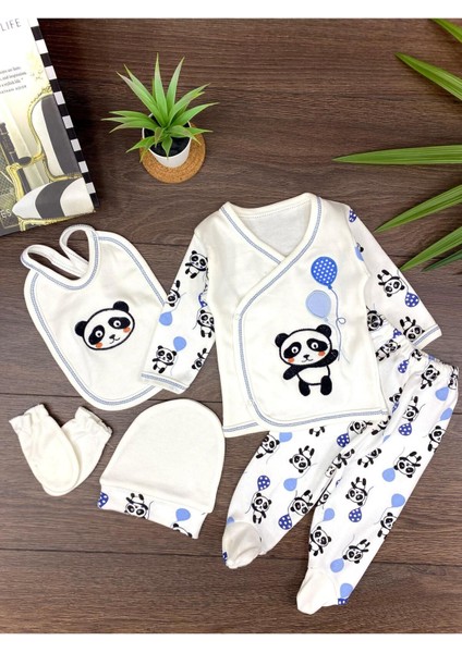Panda Nakışlı 5 Li Hastane Çıkış Seti