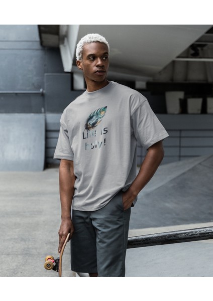 Life Is Holy Baskılı Oversize Erkek Tişört – Kutsal Yaşam Tasarımı