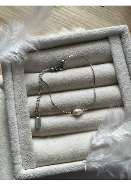 İnci Gümüş Kaplama Bileklik