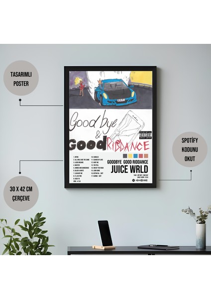 Juice Wrld - Goodbye Good Riddance Albüm Spotify Çerçeveli Poster Tablo fiyatları