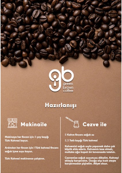 GreenBrown Coffee - Orta Kavrulmuş Sade Türk Kahvesi 350GR x 2 + Termos hediye