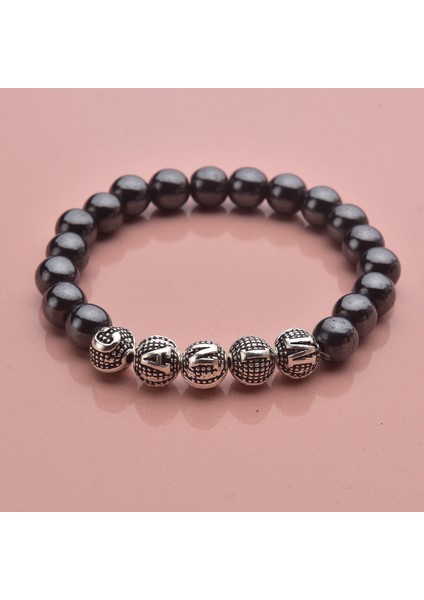 Canım Yazılı Hematit Erkek Kadın Bileklik Takı Hediyelik