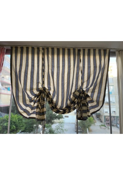Ikea Model Büzgülü Gri Krem Balkon Perdesi