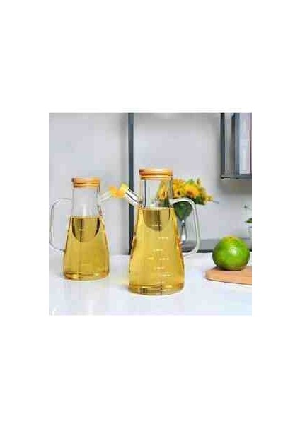 2 Adet 900 ml Bambu Kapaklı Yağdanlık