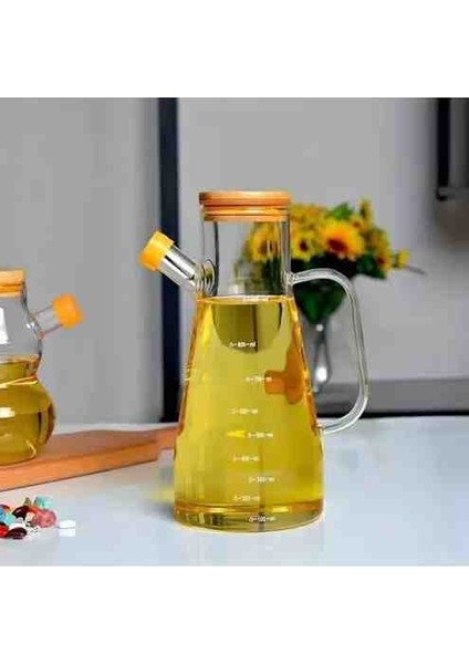 2 Adet 900 ml Bambu Kapaklı Yağdanlık